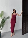 QUALİTY MAXİ TAŞLI ELBİSE Bordo