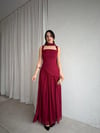 Şallı Maxi Elbiseı Bordo