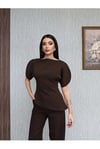 Sirius Asimetrik Kesim Takım Kahverengi