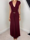 ZERO BROŞ DETAYLI MAXİ ELBİSE Bordo