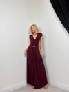 ZERO BROŞ DETAYLI MAXİ ELBİSE Bordo