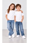 %100 Pamuk Unisex Çocuk Bisiklet Yaka Kısa Kollu Basic Tişört 2-10 Yaş