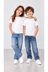 %100 Pamuk Unisex Çocuk Bisiklet Yaka Kısa Kollu Basic Tişört 2-10 Yaş