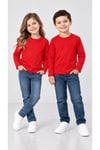 %100 Pamuk Unisex Çocuk Bisiklet Yaka Uzun Kollu Basic Badi 2-10 Yaş