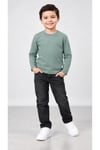 %100 Pamuk Unisex Çocuk Bisiklet Yaka Uzun Kollu Basic Badi 2-10 Yaş
