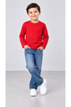%100 Pamuk Unisex Çocuk Bisiklet Yaka Uzun Kollu Basic Badi 2-10 Yaş