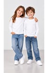 %100 Pamuk Unisex Çocuk Bisiklet Yaka Uzun Kollu Basic Badi 2-10 Yaş