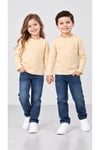 %100 Pamuk Unisex Çocuk Bisiklet Yaka Uzun Kollu Basic Badi 2-10 Yaş