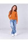 %100 Pamuk Unisex Çocuk Bisiklet Yaka Uzun Kollu Basic Badi 2-10 Yaş