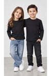 %100 Pamuk Unisex Çocuk Bisiklet Yaka Uzun Kollu Basic Badi 2-10 Yaş