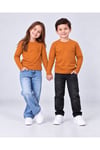 %100 Pamuk Unisex Çocuk Bisiklet Yaka Uzun Kollu Basic Badi 2-10 Yaş