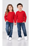 %100 Pamuk Unisex Çocuk Bisiklet Yaka Uzun Kollu Basic Badi 2-10 Yaş