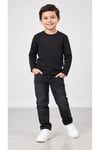 %100 Pamuk Unisex Çocuk Bisiklet Yaka Uzun Kollu Basic Badi 2-10 Yaş
