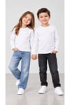 %100 Pamuk Unisex Çocuk Bisiklet Yaka Uzun Kollu Basic Badi 2-10 Yaş
