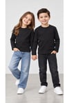 %100 Pamuk Unisex Çocuk Bisiklet Yaka Uzun Kollu Basic Badi 2-10 Yaş