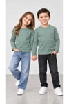 %100 Pamuk Unisex Çocuk Bisiklet Yaka Uzun Kollu Basic Badi 2-10 Yaş