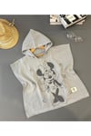 %100 PAMUKLU MÜSLİN KUMAŞ MINNIE BASKILI UNİSEX PAREO-PANÇO BANYO HAVLU