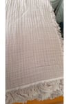 Bebek- Çocuk %100 Pamuk Yumuşak 4 Katlı Püsküllü Müslin Bebek Battaniye 100X120