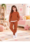 Çocuk & Bebek Unisex Bisiklet Yaka Şardonlu Kışlık Sweatshırt Kreş Eşofman Takımı 3-8 YAŞ