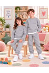 Çocuk & Bebek Unisex Bisiklet Yaka Şardonlu Kışlık Sweatshırt Kreş Eşofman Takımı 3-8 YAŞ