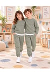Çocuk & Bebek Unisex Bisiklet Yaka Şardonlu Kışlık Sweatshırt Kreş Eşofman Takımı 3-8 YAŞ