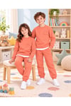 Çocuk & Bebek Unisex Bisiklet Yaka Şardonlu Kışlık Sweatshırt Kreş Eşofman Takımı 3-8 YAŞ