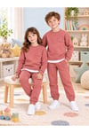 Çocuk & Bebek Unisex Bisiklet Yaka Şardonlu Kışlık Sweatshırt Kreş Eşofman Takımı 3-8 YAŞ