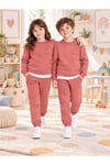 Çocuk & Bebek Unisex Bisiklet Yaka Şardonlu Kışlık Sweatshırt Kreş Eşofman Takımı 3-8 YAŞ