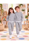 Çocuk & Bebek Unisex Bisiklet Yaka Şardonlu Kışlık Sweatshırt Kreş Eşofman Takımı 3-8 YAŞ