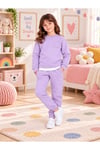 Çocuk & Bebek Unisex Bisiklet Yaka Şardonlu Kışlık Sweatshırt Kreş Eşofman Takımı 3-8 YAŞ