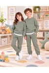 Çocuk & Bebek Unisex Bisiklet Yaka Şardonlu Kışlık Sweatshırt Kreş Eşofman Takımı 3-8 YAŞ