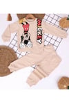 Erkek Çocuk Baskılı İki İplik Bisiklet Yaka 2li Sweatshirt Eşofman Takımı 2-5 Yaş