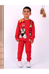 Erkek Çocuk Baskılı İki İplik Bisiklet Yaka 2li Sweatshirt Eşofman Takımı 2-5 Yaş