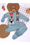 Erkek Çocuk Baskılı İki İplik Bisiklet Yaka 2li Sweatshirt Eşofman Takımı 2-5 Yaş