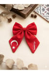 Kadın Çocuk Uzun Boy Ay Yıldız ve Atatürk İmzalı Fiyonk Otomatik Toka 23 Nisan 19 Mayısa Özel