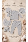 LORİO Unisex Yenidoğan Hastane Çıkışı 5’li Set %100 Pamuk Çıtçıtlı Waffle Bebek Takımı