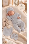 LORİO Unisex Yenidoğan Hastane Çıkışı 5’li Set %100 Pamuk Çıtçıtlı Waffle Bebek Takımı