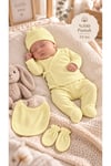 LORİO Unisex Yenidoğan Hastane Çıkışı 5’li Set %100 Pamuk Çıtçıtlı Waffle Bebek Takımı