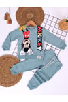 Mickey Mouse Baskılı Erkek Çocuk İki İplik Bisiklet Yaka Eşofman Takımı 2-5 Yaş