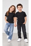 Unisex Kız Erkek Çocuk Düz Badi Kısa Kol Bisiklet Yaka Siyah Tişört 2-10 Yaş