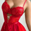 Red Çıkabilen Etekli File Çoraplı Bodysuit