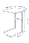 30x50cm C Sehpa Ceviz-Siyah – Metal Ayaklı, MDF Üst Tablalı, Modern Yan Sehpa | 6 Renk Seçeneği