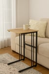 30x50cm C Sehpa Ceviz-Siyah – Metal Ayaklı, MDF Üst Tablalı, Modern Yan Sehpa | 6 Renk Seçeneği