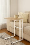 30x50cm C Sehpa Traverten-Beyaz– Metal Ayaklı, MDF Üst Tablalı, Modern Yan Sehpa | 6 Renk Seçeneği