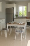 70x120 Mutfak Masası Takımı 1 Masa + 4 Sandalye Metal İstkelet Retro Model-Traverten/Ceviz