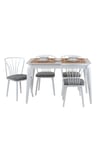 70x120 Mutfak Masası Takımı 1 Masa + 4 Sandalye Metal İstkelet Atlas Model-Ceviz/Beyaz