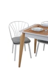 70x120 Mutfak Masası Takımı 1 Masa + 4 Sandalye Metal İstkelet Atlas Model-Ceviz/Beyaz