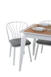 70x120 Mutfak Masası Takımı 1 Masa + 4 Sandalye Metal İstkelet Atlas Model-Ceviz/Beyaz