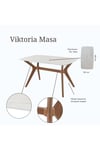 80 x 140 Mutfak Masası(Sadece Masa) Marmo Beyaz-Ceviz MDF Salon ve Mutfak Masası Viktoria Model