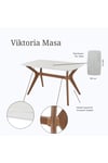 80 x 140 Mutfak Masası(Sadece Masa) Marmo Beyaz-Ceviz MDF Salon ve Mutfak Masası Viktoria Model
